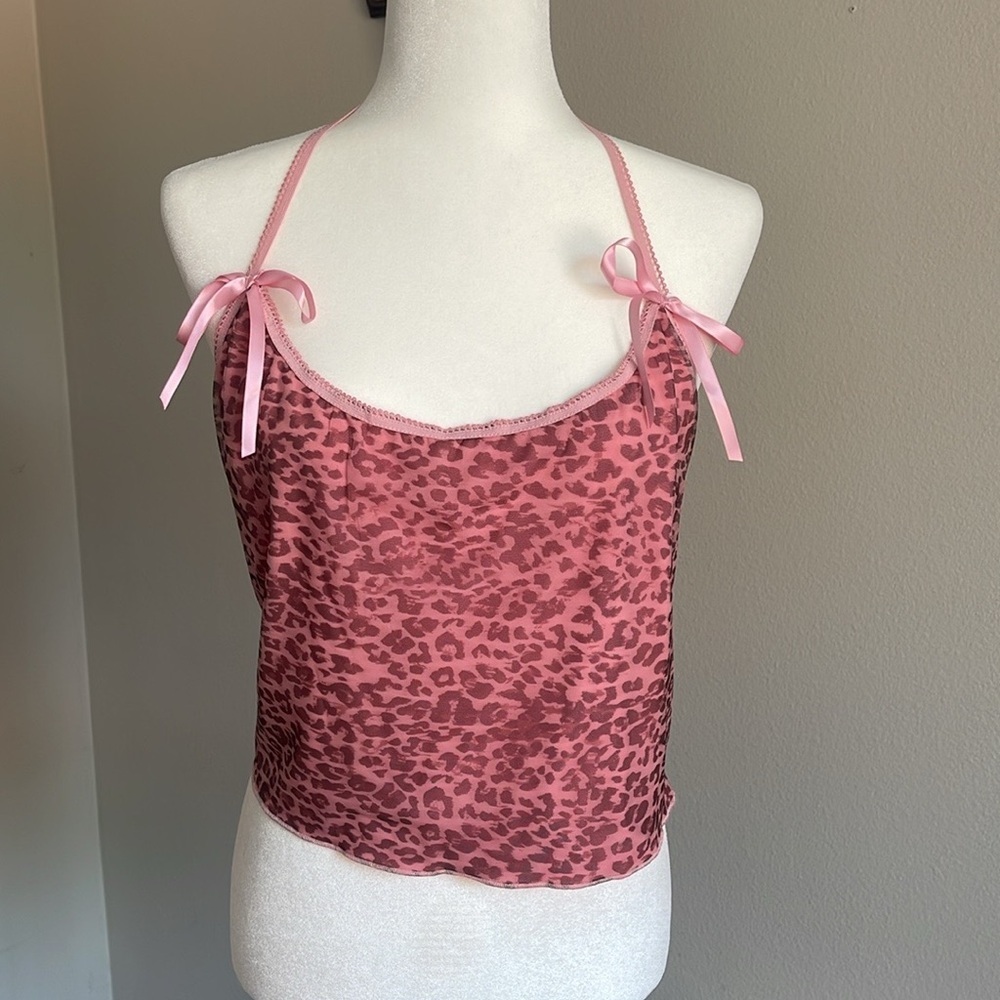 Fashion Nova Leopard Halter Crop Tank Top Size 2X